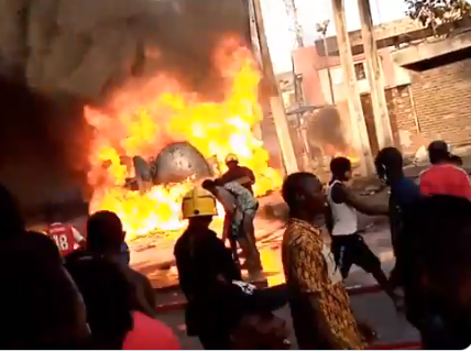  Petrol tanker guts fire in Obalende, one dead,16 injured