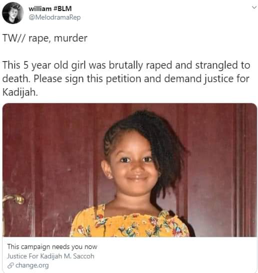  5-year-old girl raped to death by her cousin