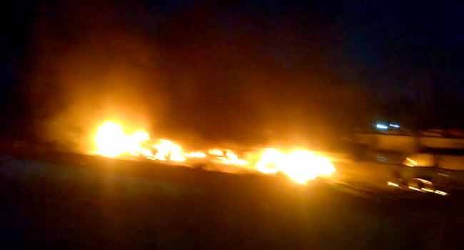  Breaking: Trailer Laden With Gas Cylinders Explodes In Fagba