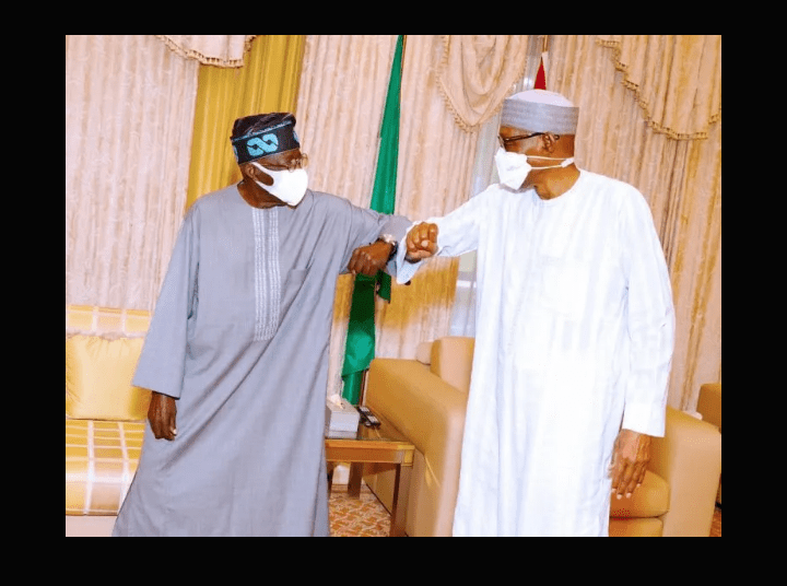  Tinubu visits Aso Rock, hails President Buhari