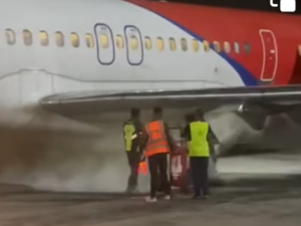  50 Passengers rescued as fire guts Aircraft tyres during Take-Off