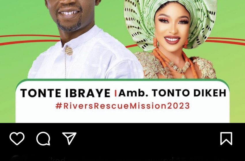  Nollywood star, Tonto Dikeh emerges Deputy Governorship candidate in Rivers State